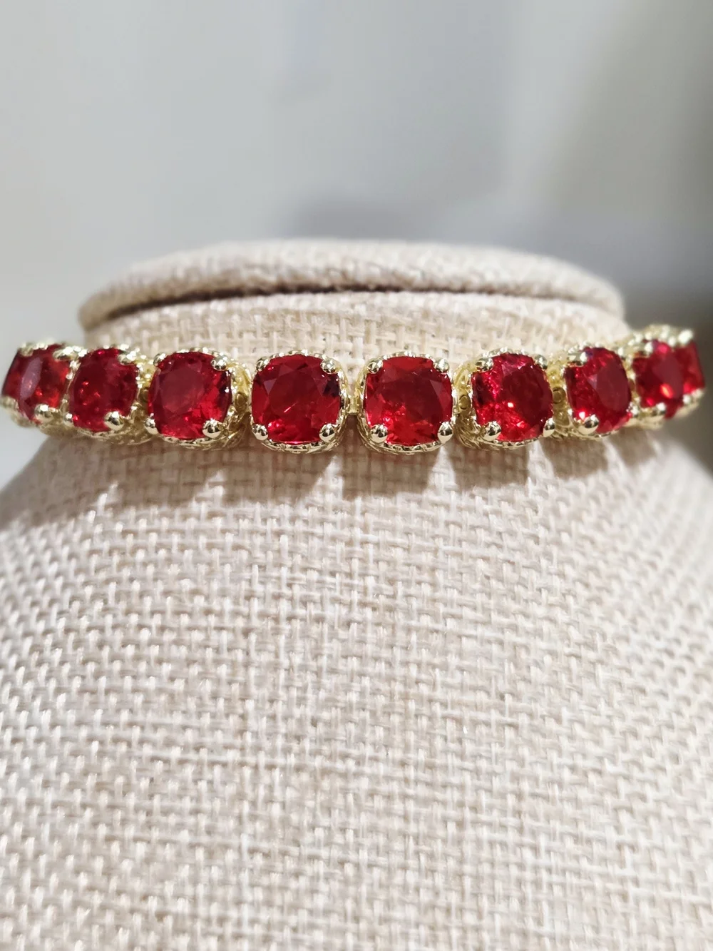 Gold Red Australian Crystal Tennis Bracelet - Women Jewelry